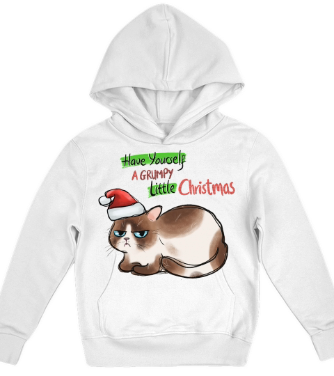 Funny Cat Christmas Have Yourself A Grrumpy Little Christmas Kids Hoodie