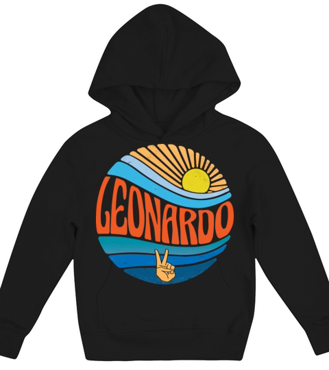 Leonardo Shirt Vintage Sunset Leonardo Groovy Tie Kids Hoodie
