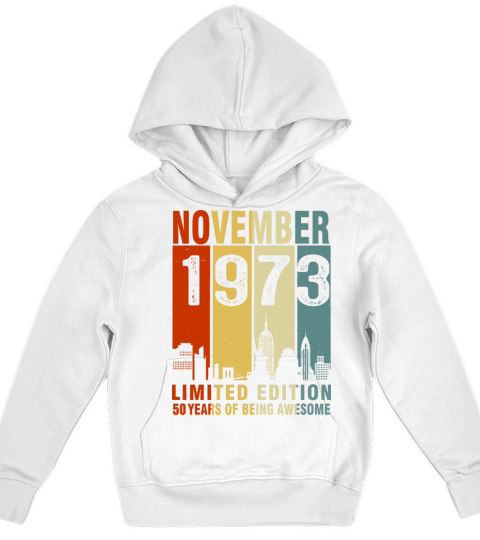 Vintage November 1973 50 Years Of Being Awesome Kids Hoodie