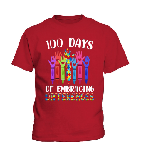 Autism Awareness Embrace Differences 100 Days Kids T-Shirt