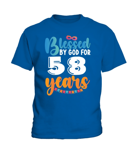 Birthday Blessed by God for 58 Years Kids T-Shirt