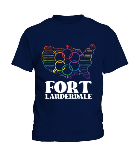 Fort Lauderdale Pride Flag Pride Month LGBTQ Flag Kids T-Shirt