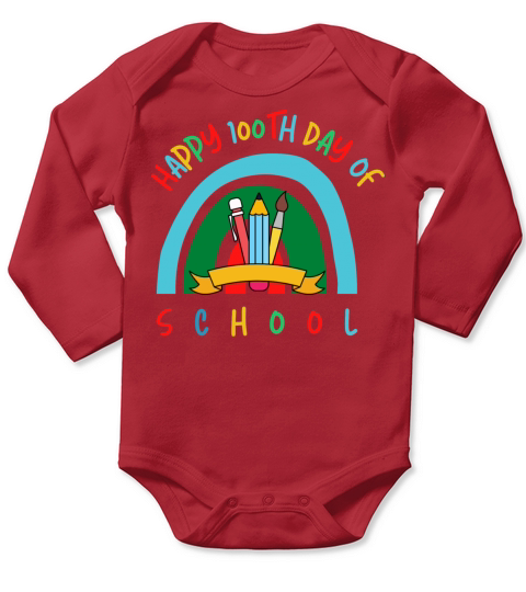 100th Day Of School 2022 Long Sleeve Baby One-Piece