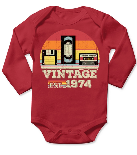49 Year Old Vintage 1974 49th Birthday Gift Long Sleeve Baby One-Piece