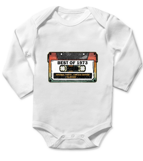 Best Of 1973 Vintage Cassette Funny Birthday Gift Long Sleeve Baby One-Piece