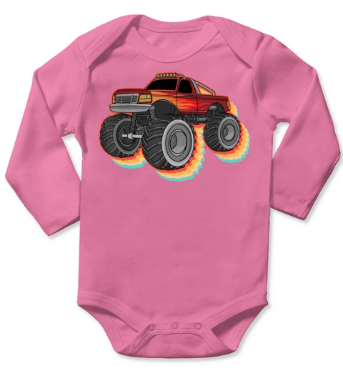 Cool Monster Truck Art For Men Women Vintage Monst Long Sleeve Baby One-Piece