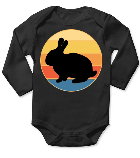 Cute Rabbit Bunny Retro Sunset Vintage Animal Pet Long Sleeve Baby One-Piece