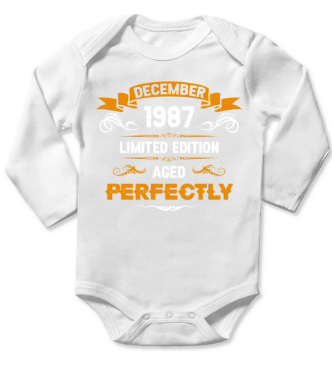December 1987 Vintage Birthday Present Long Sleeve Baby One-Piece