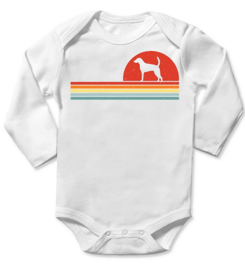 English Foxhound Retro Vintage Long Sleeve Baby One-Piece