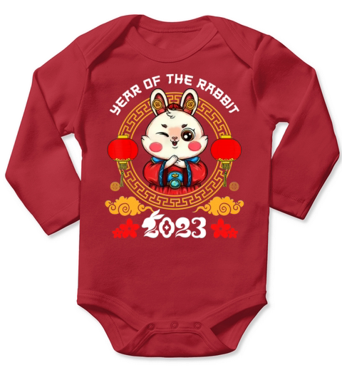 Happy Chinese New Year 2023 Year of the Rabbit Long Sleeve Baby One-Piece