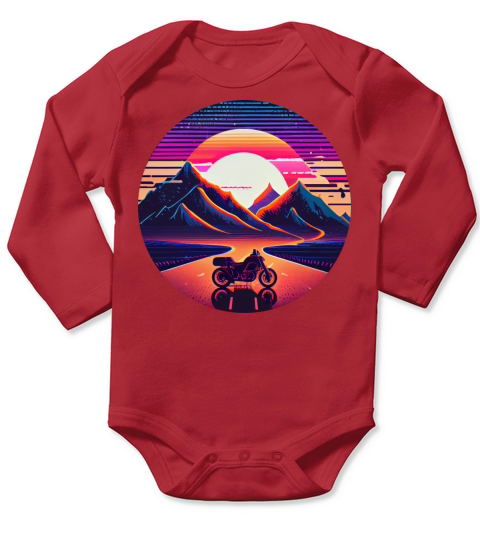Retrowave Synthwave 80s Design Long Sleeve Baby One-Piece
