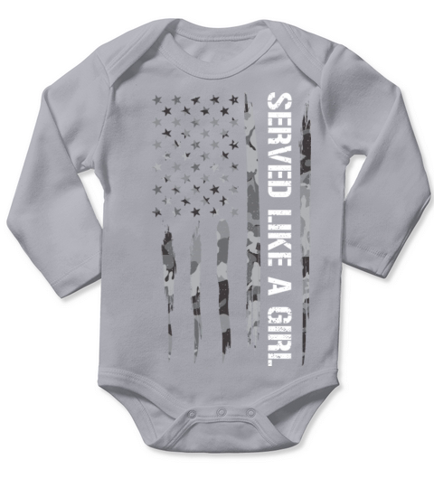 Served Like A Girl - American Flag Long Sleeve Baby One-Piece