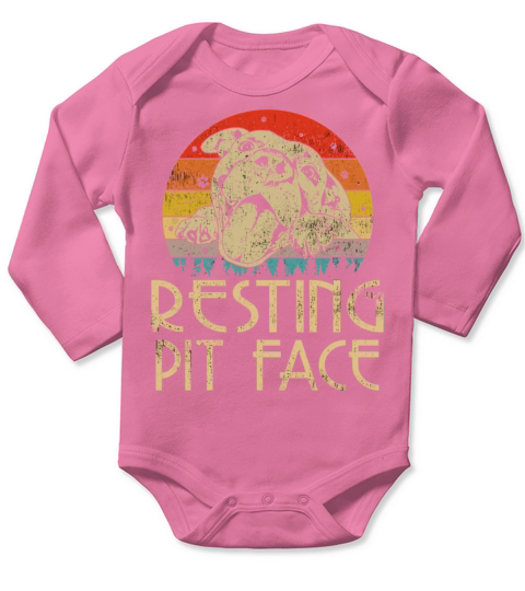 Vintage Pitbull Resting Pit Face Funny Pitbull Lov Long Sleeve Baby One-Piece