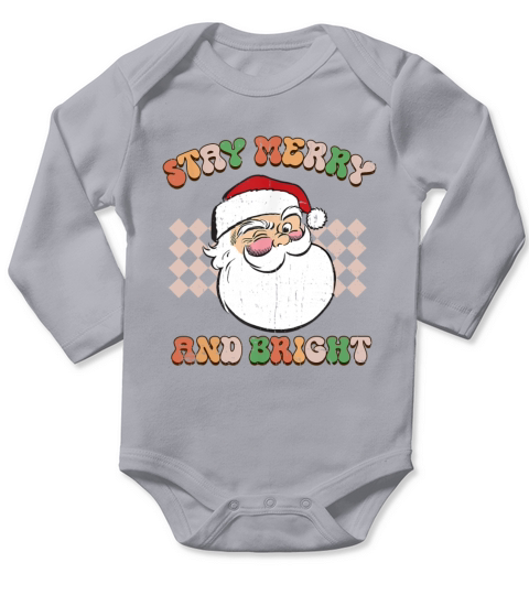 Vintage Retro Groovy Cute Santa Funny Christmas Long Sleeve Baby One-Piece