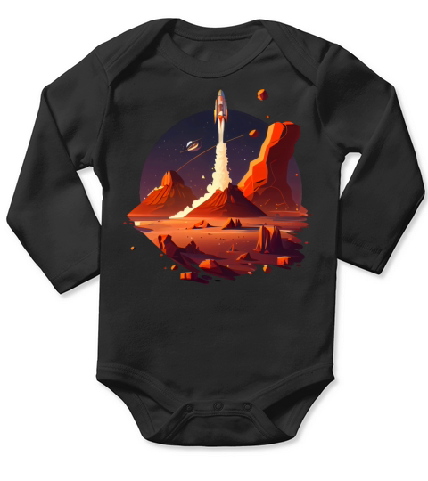 Vintage Space Science Mars Fiction Geek Solar Long Sleeve Baby One-Piece