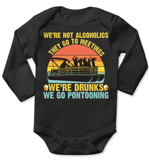 Were Drunks Go Pontooning Vintage Long Sleeve Baby One-Piece