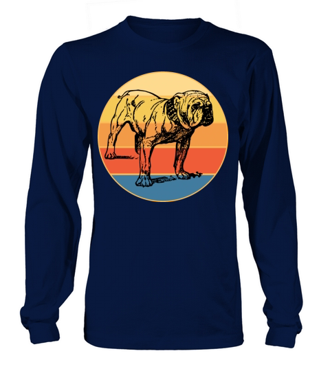 Bulldog Dog Breed Vintage Retro Sunset Long sleeved Unisex