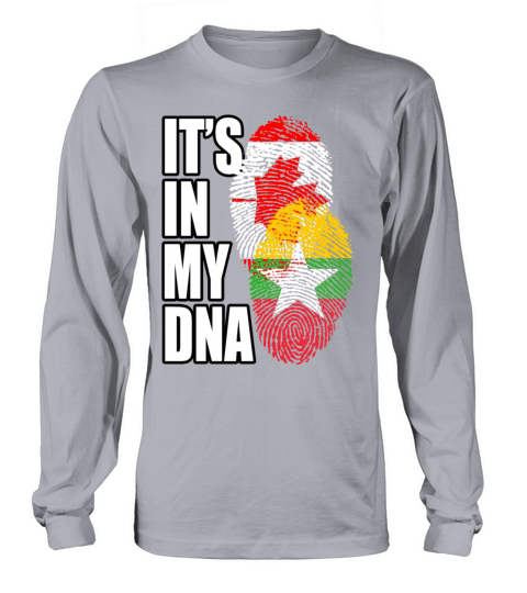 Burmese And Canadian Mix Heritage DNA Flag Long sleeved Unisex