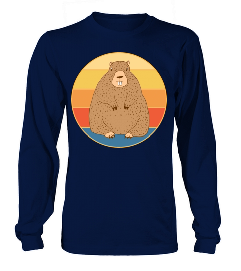 Cute Groundhog Retro Sunset Vintage Animal Lover Long sleeved Unisex