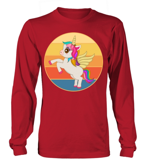 Cute Kawaii Unicorn Retro Sunset Vintage Long sleeved Unisex