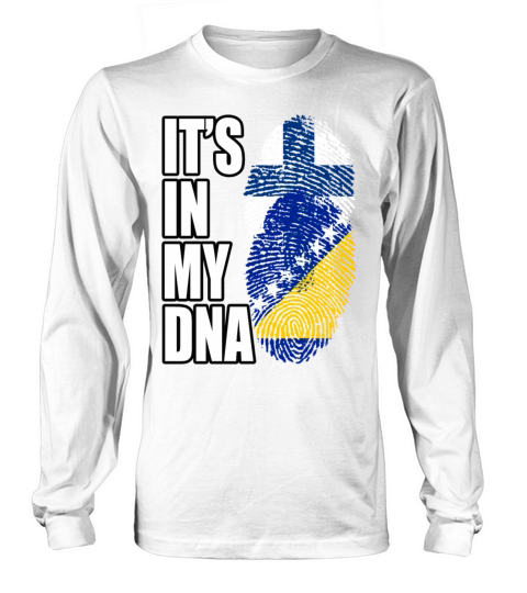 Finland And Bosnian Mix Heritage DNA Flag Long sleeved Unisex
