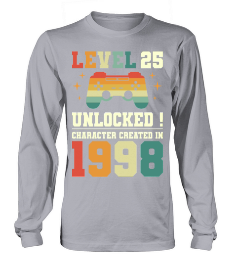 Geek Level 25 Unlocked 1998 25th Birthday Gamer Long sleeved Unisex