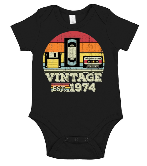 49 Year Old Vintage 1974 49th Birthday Gift Short Sleeve Baby One-Piece