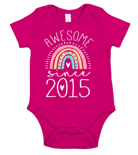 Awesome Since 2015 7th Birthday Rainbow Gifts Born Short Sleeve Baby One-Piece