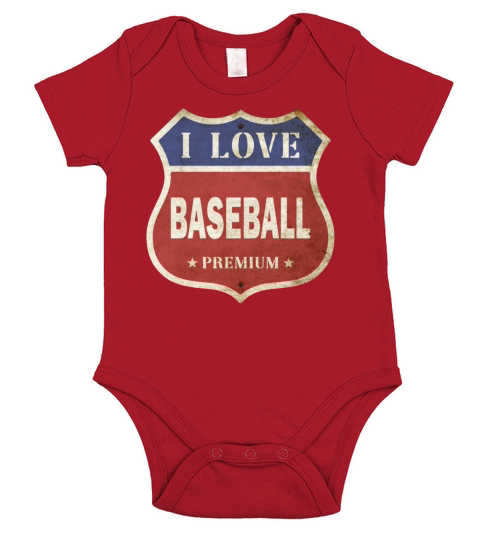 Baseball I Love Vintage Retro Sign Route Sports Short Sleeve Baby One-Piece