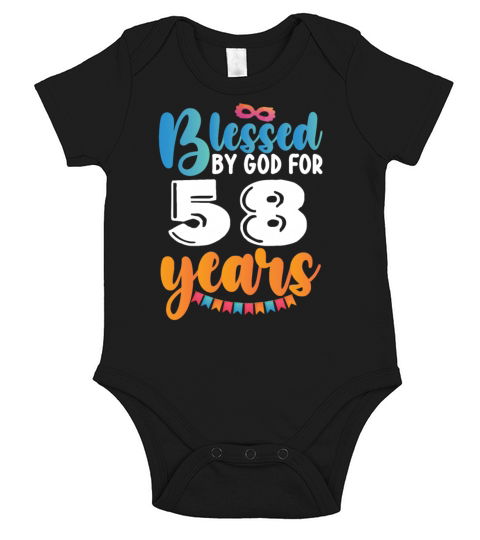 Birthday Blessed by God for 58 Years Short Sleeve Baby One-Piece