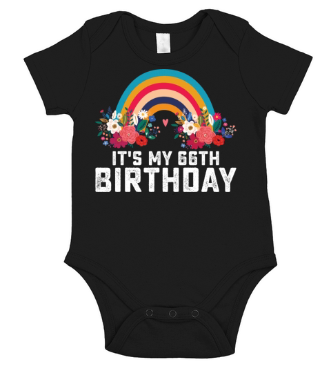 Boho Rainbow Its My 66th Birthday Short Sleeve Baby One-Piece