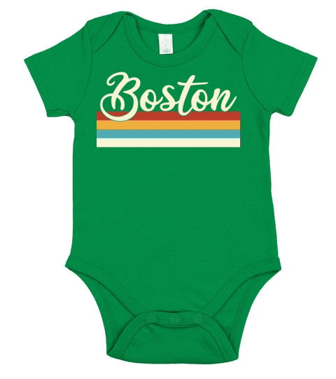 Boston - Massachusetts - Retro - Vintage - USA Short Sleeve Baby One-Piece