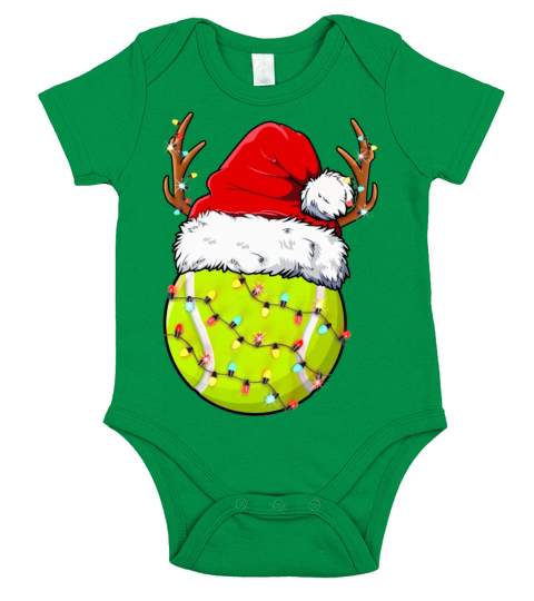 Christmas Tennis Ball Santa Hat Funny Sports Xmas Short Sleeve Baby One-Piece