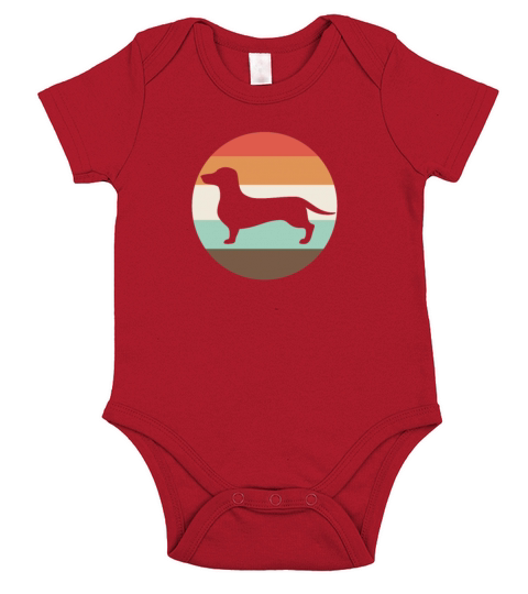 Dachshund Silhouette Retro Vintage Short Sleeve Baby One-Piece