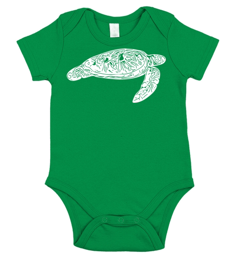 Elegant Floating Vintage Water Turtle Short Sleeve Baby One-Piece