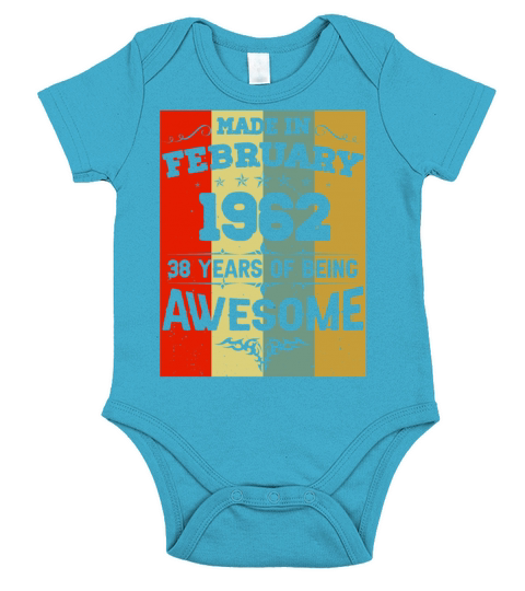 February 1962 Vintage Birthday Present Short Sleeve Baby One-Piece