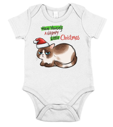 Funny Cat Christmas Have Yourself A Grrumpy Little Christmas Short Sleeve Baby One-Piece