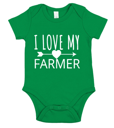 I Love My Farmer Quote Farmers Wife Girlfriend Hu Short Sleeve Baby One-Piece