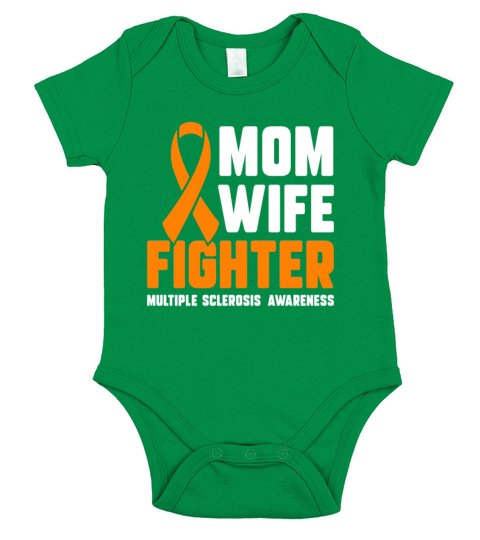 Multiple Sclerosis Mom Wife Fighter Orange Ribbon Short Sleeve Baby One-Piece