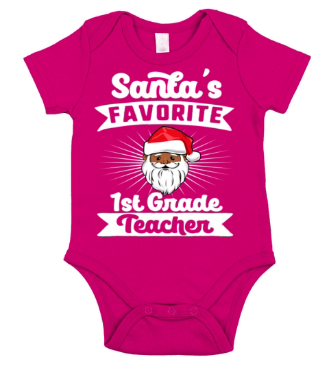 Santas Favorite 1st Grade Teacher Melanin Black Short Sleeve Baby One-Piece