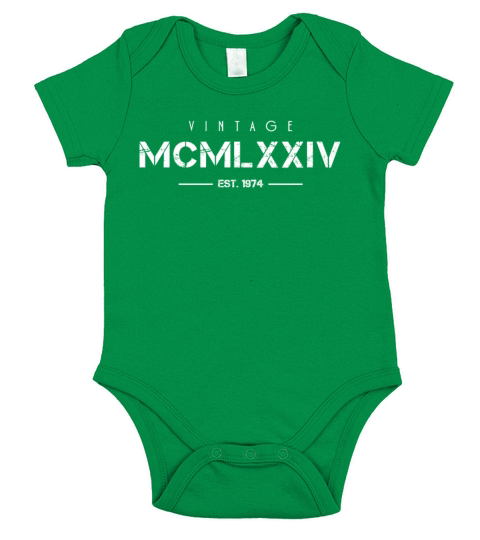 Vintage Born In 1974 Roman Numerals 48th Short Sleeve Baby One-Piece