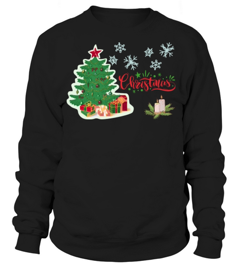 Merry Christmas Tree and Candles Sweatshirt Unisex