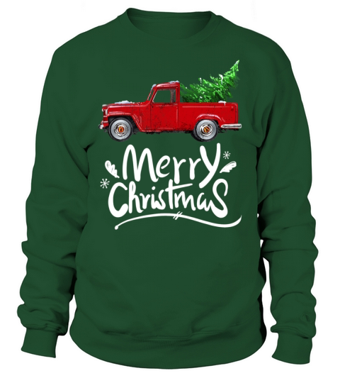Vintage Wagon Red Truck Christmas Tree Pajama Sweatshirt Unisex