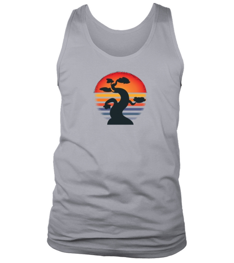 Bonsai Tree Silhouette In Vintage Sunset Tank Top Unisex