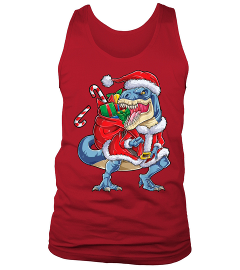 Merry Christmas Dinosaur Christmas Santa Claus T Rex Boys Men Funn Tank Top Unisex