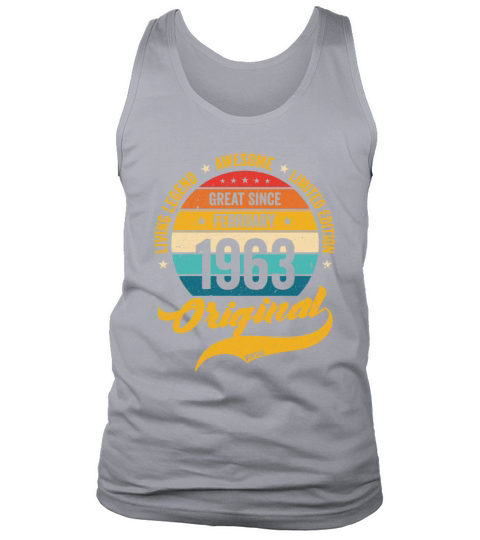 Retro 60 Years February 1963 Birthday Vintage Tank Top Unisex