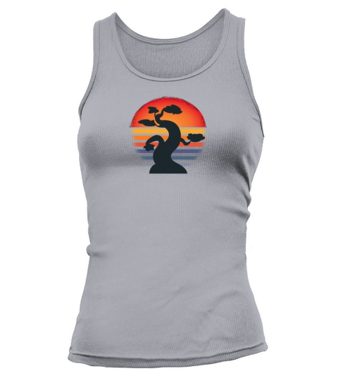 Bonsai Tree Silhouette In Vintage Sunset Tank top Woman