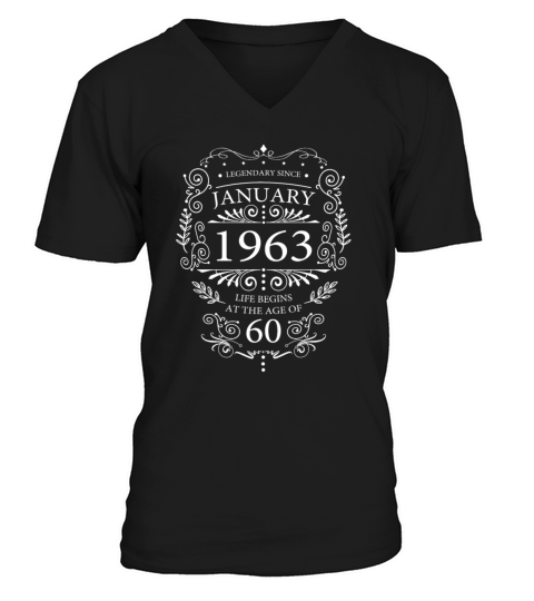 60th birthday january 1963 vintage birthday V-Neck T-shirt