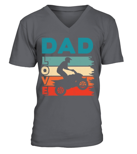 all terrain vehicles DAD love art vintage retro V-Neck T-shirt