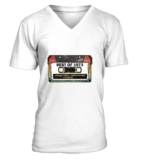 Best Of 1973 Vintage Cassette Funny Birthday Gift V-Neck T-shirt